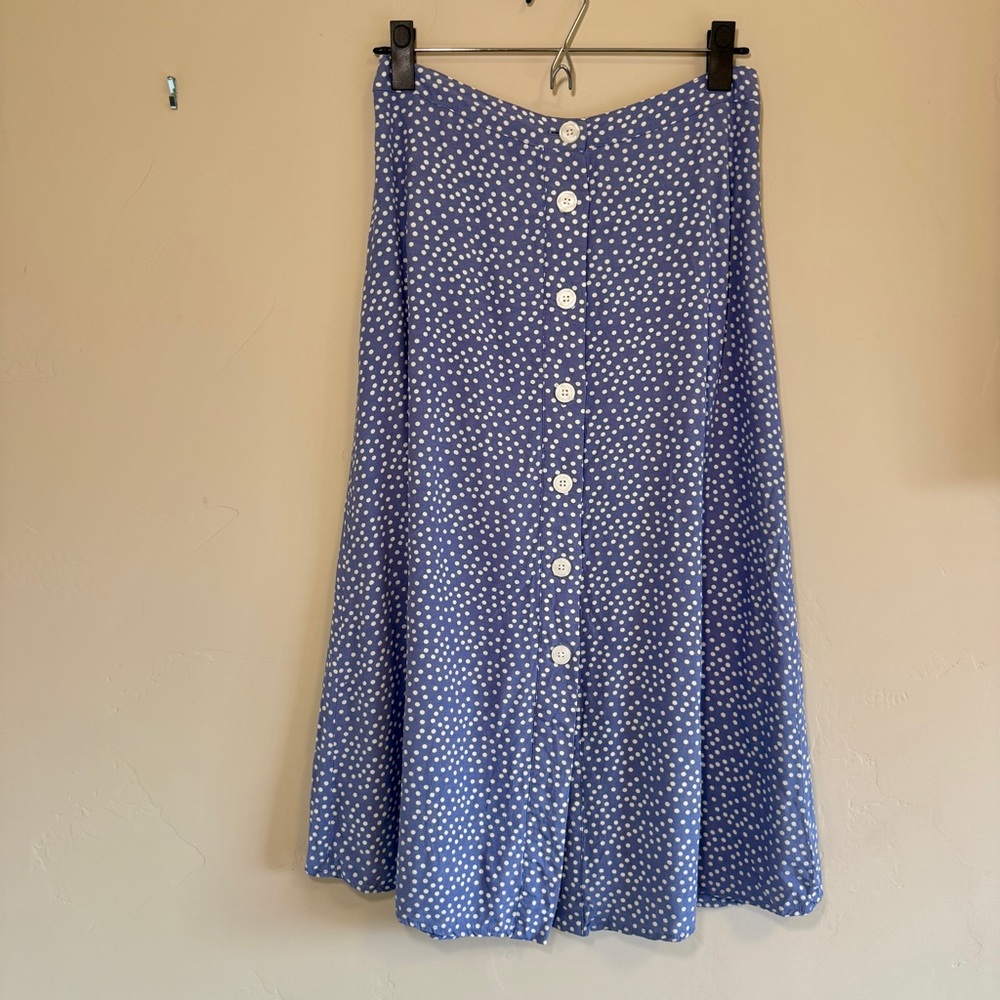 GAP Blue Polka Dot Button-Down Skirt - Picture 3 of 9
